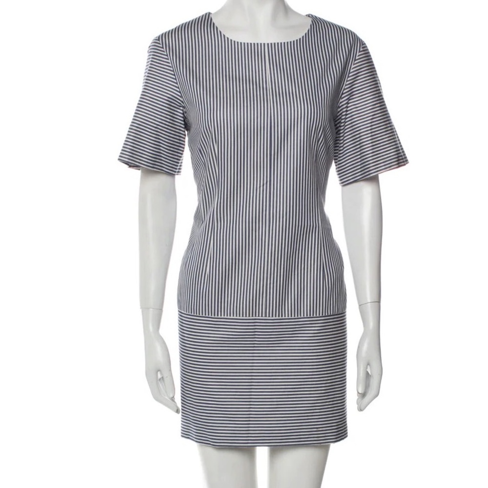 Thakoon Addition Short sleeve blue striped shift Dress‎ crew neck
